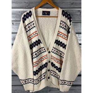 Vintage Lake Harmony USA Sweater Mens XL Fair Isle Cardigan Grandpa Dad 90s